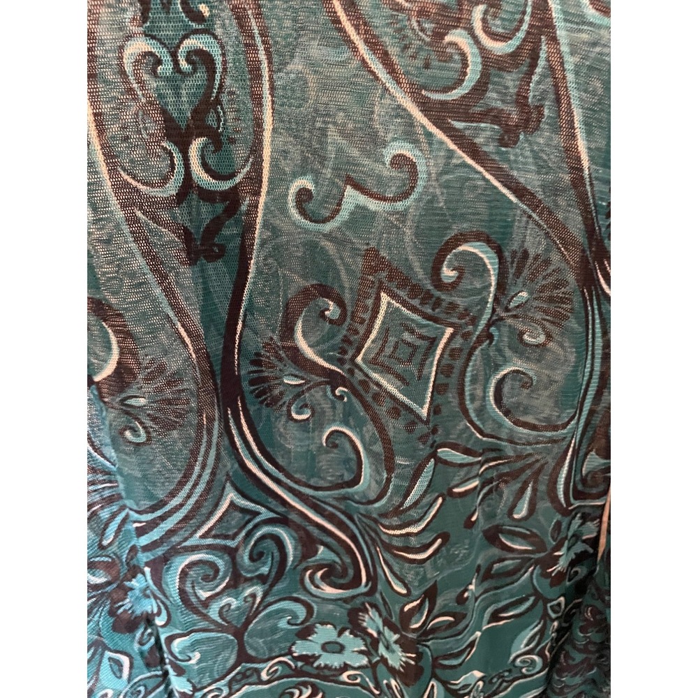 Karen Kane Sheer‎ Tunic Top Womens Size 12/14 Green Floral Button Up Longsleeve - Picture 8 of 9